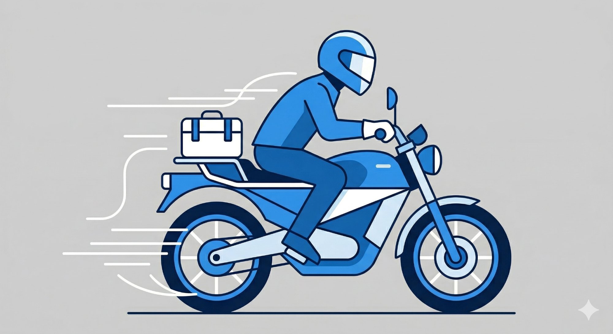 Técnico Quicktec em trânsito de moto até o cliente